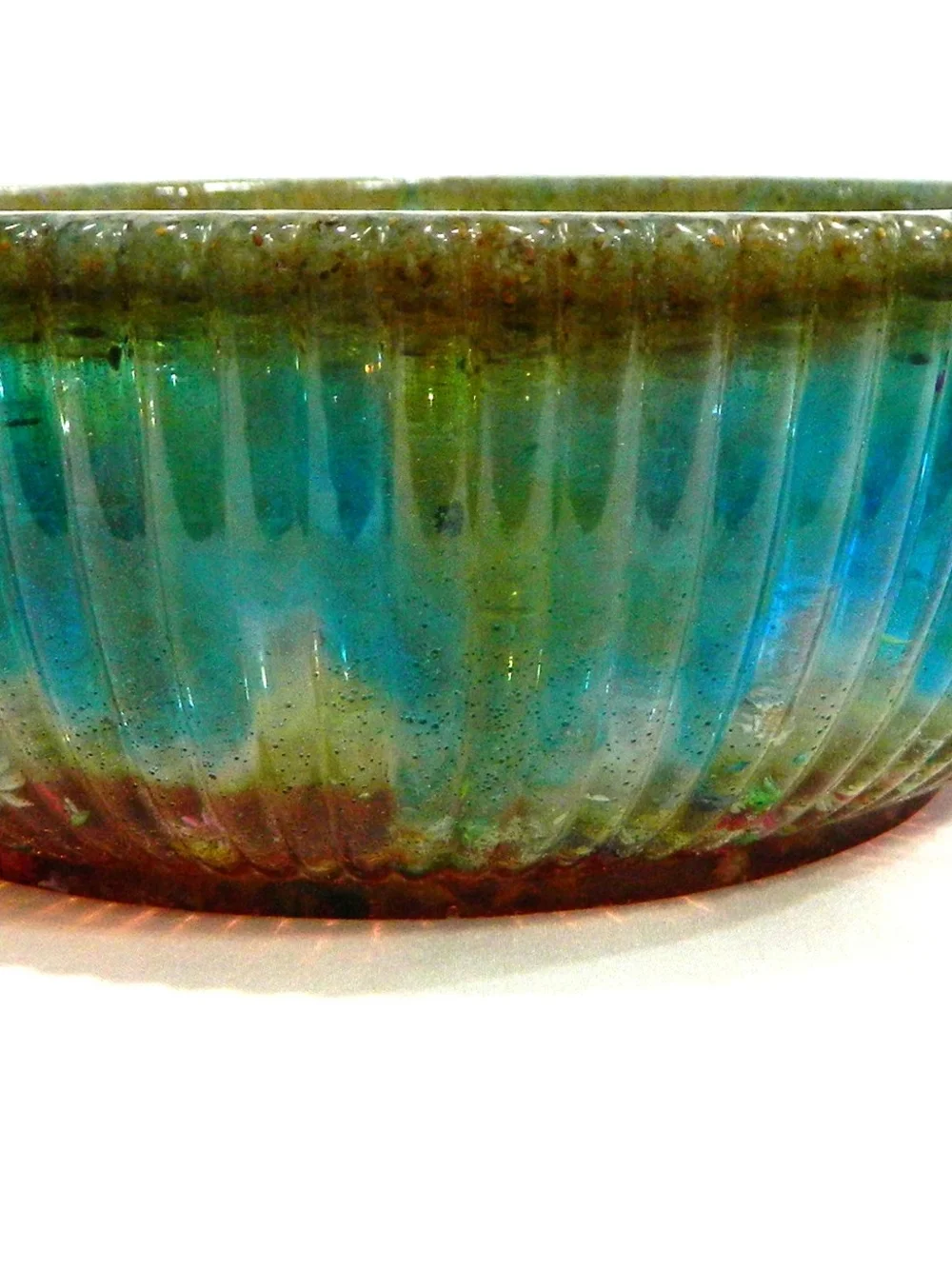 Colorful Handmade Resin Serving Bowl With Embedded Flowers And Sand